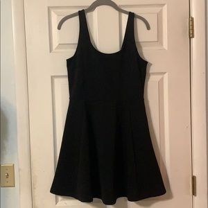 Black sleeveless a-line dress
